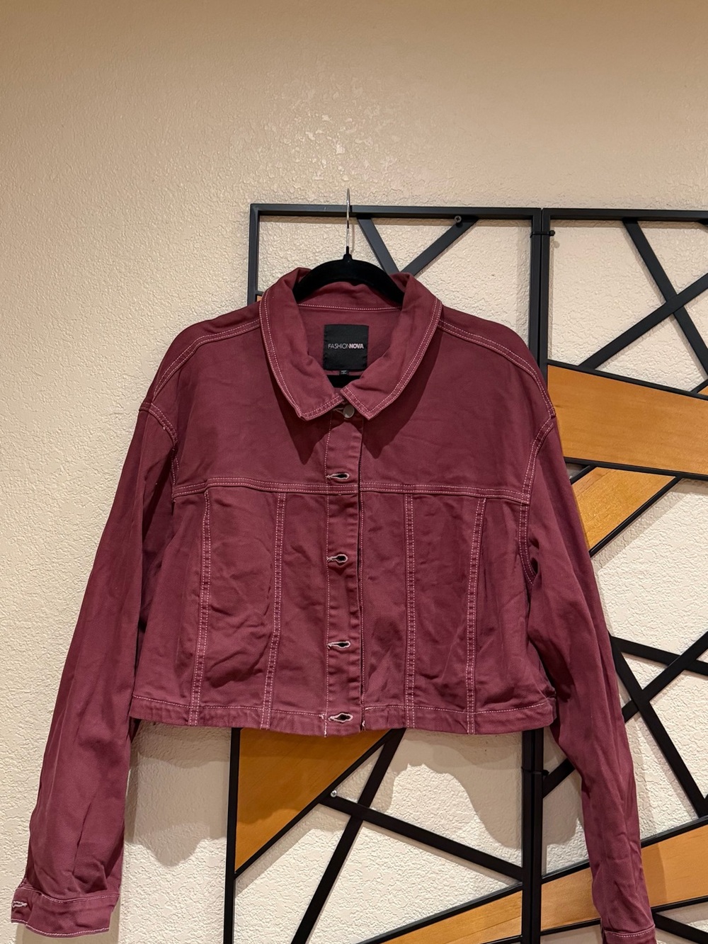 Cropped button-front jacket by Fashion